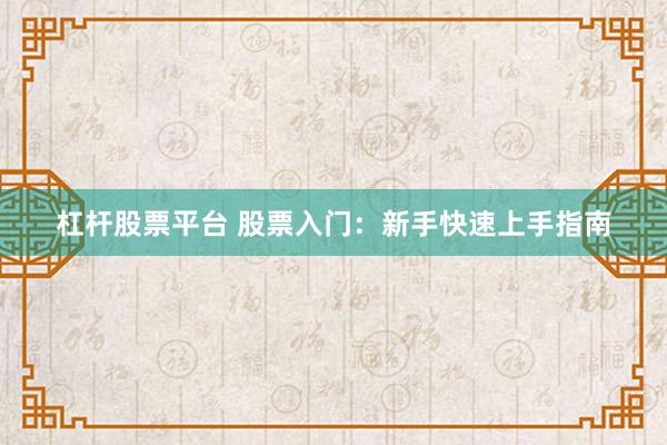 杠杆股票平台 股票入门：新手快速上手指南