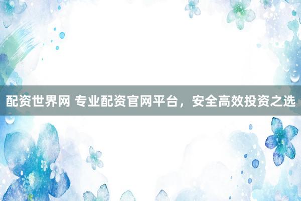 配资世界网 专业配资官网平台，安全高效投资之选