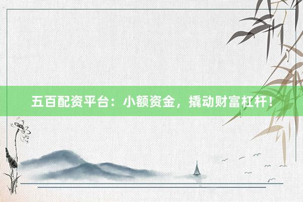五百配资平台：小额资金，撬动财富杠杆！