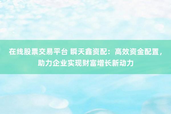 在线股票交易平台 瞬天鑫资配：高效资金配置，助力企业实现财富增长新动力