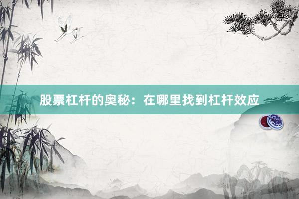 股票杠杆的奥秘：在哪里找到杠杆效应