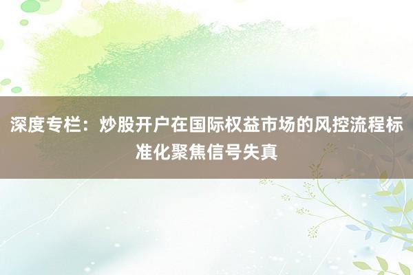深度专栏：炒股开户在国际权益市场的风控流程标准化聚焦信号失真
