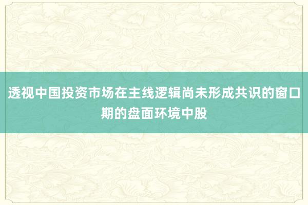 透视中国投资市场在主线逻辑尚未形成共识的窗口期的盘面环境中股